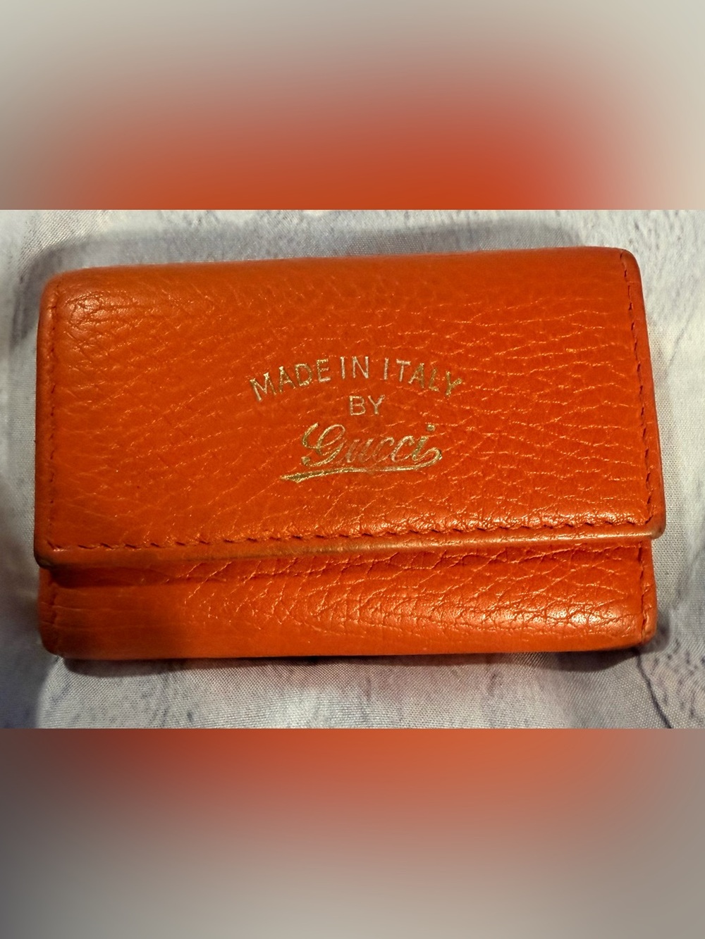 Gucci Orange Leather Key & Card Holder with Gold Logo GUC W43